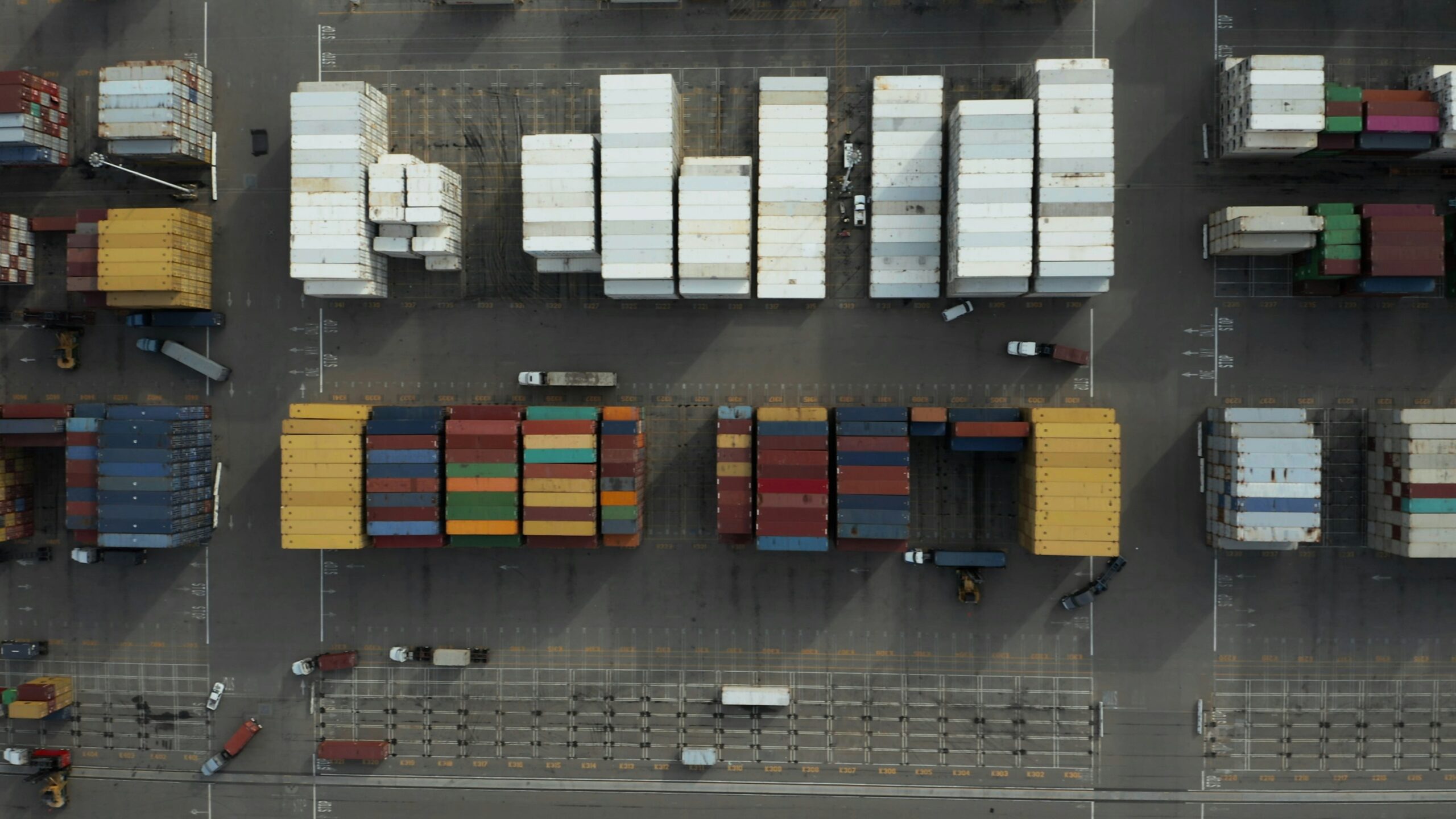 aerial photography of multicolored trailers - Freight Connect Services